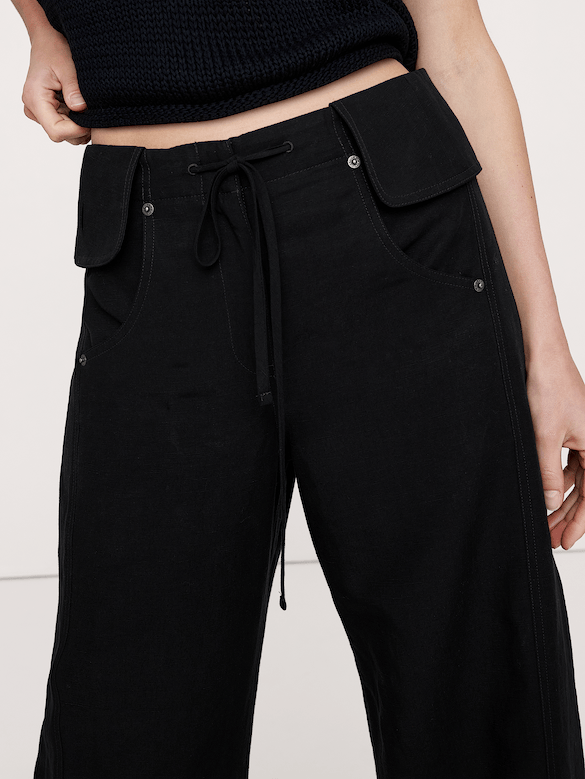 Wide-Leg TENCEL™-Linen Pant with Foldover Waistband