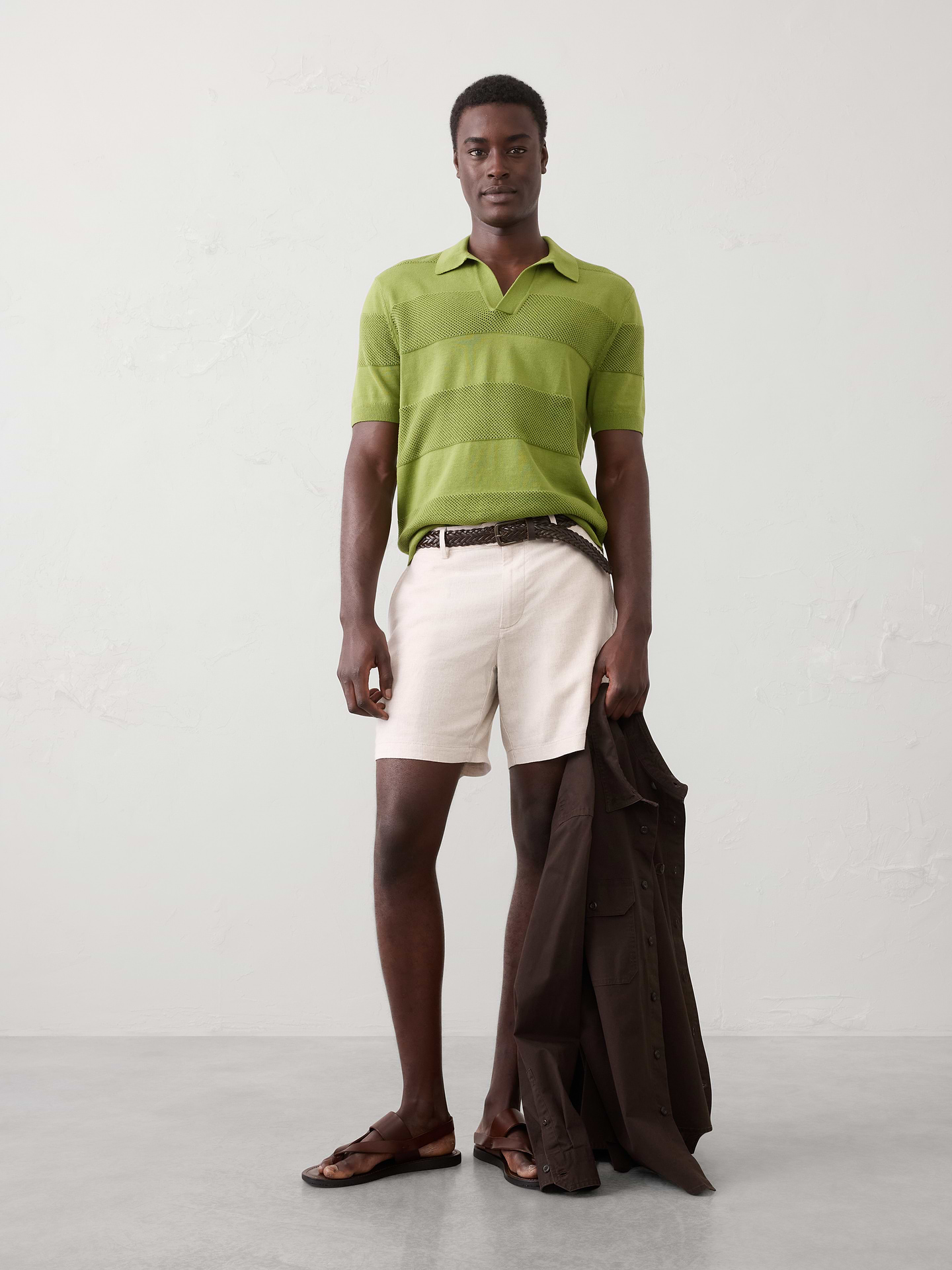 Image number 1 showing, Mesh Striped Sweater Polo