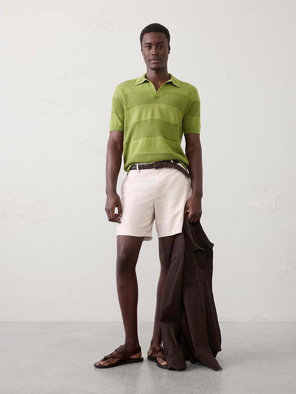 Mesh Striped Sweater Polo