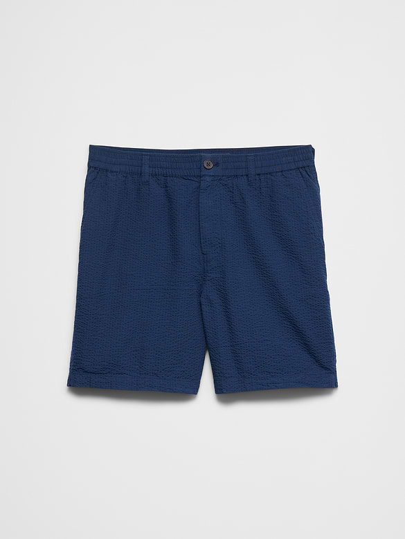 7" Seersucker Elastic-Waist Short