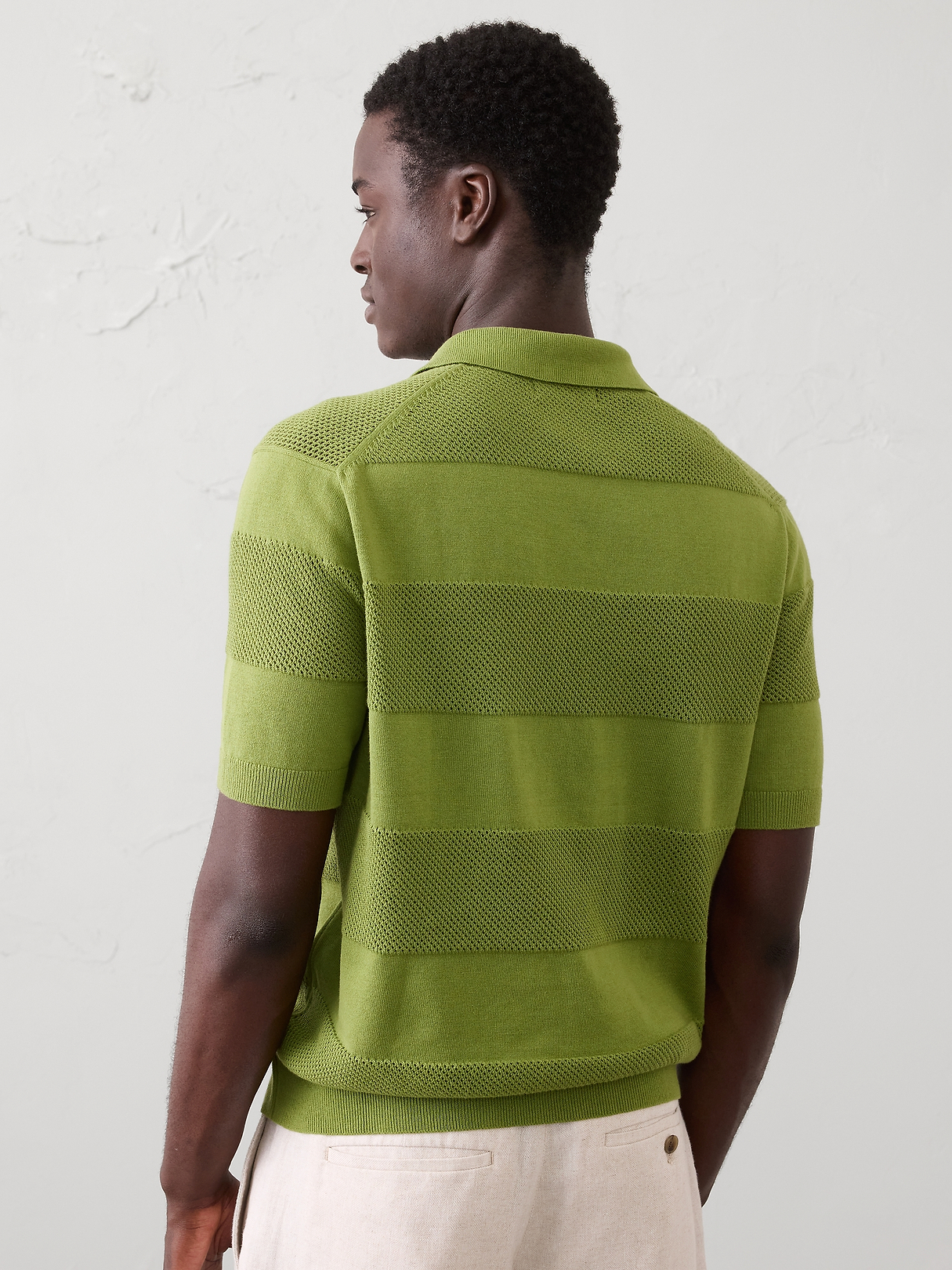 トップス voltagecontrolfilter MeshBorderKnitPolo Mesh Striped Sweater Polo | Banana Republic Factory