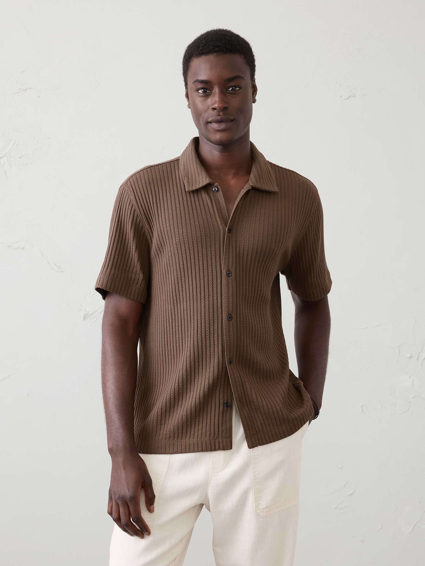 Image number 1 showing, Standard-Fit Pointelle Button-Down Polo
