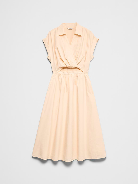 Cutout Poplin Midi Dress