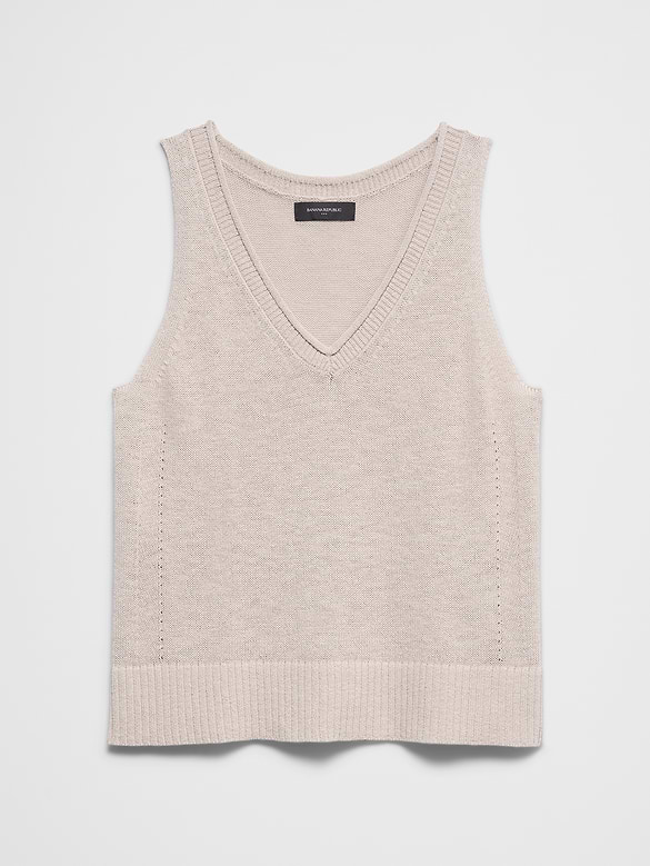 Ramie-Cotton Pointelle Sweater Tank
