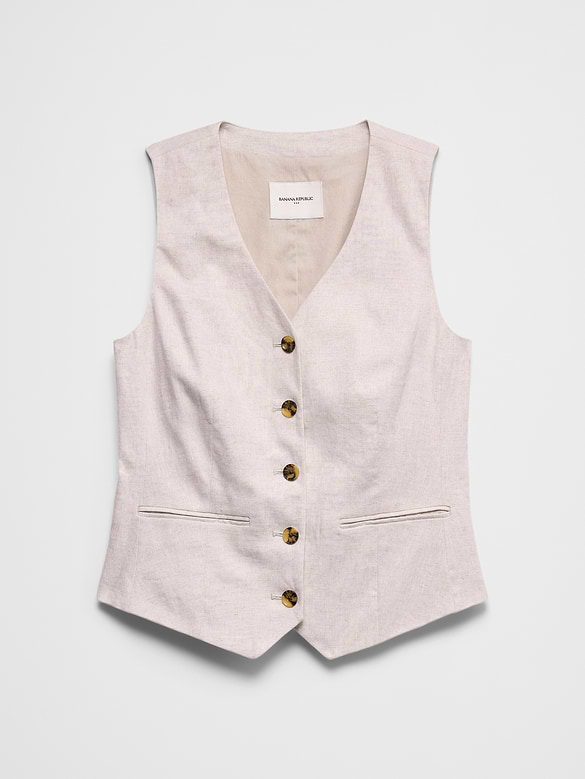 Linen-Blend Classic Vest