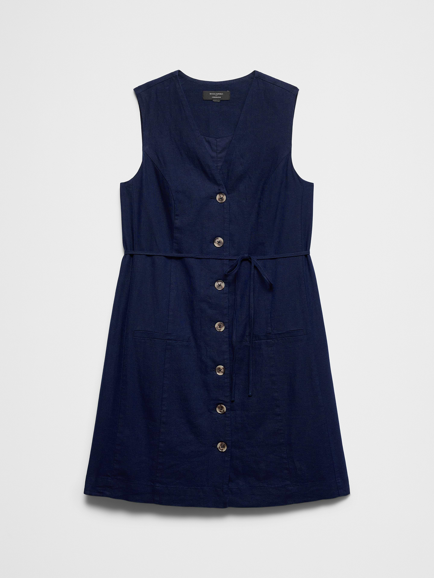 Image number 4 showing, Linen-Blend Button-Front Above-Knee Dress