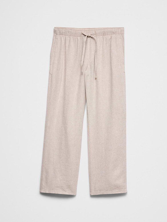 Straight-Leg Mid-Rise Linen-Blend Pant