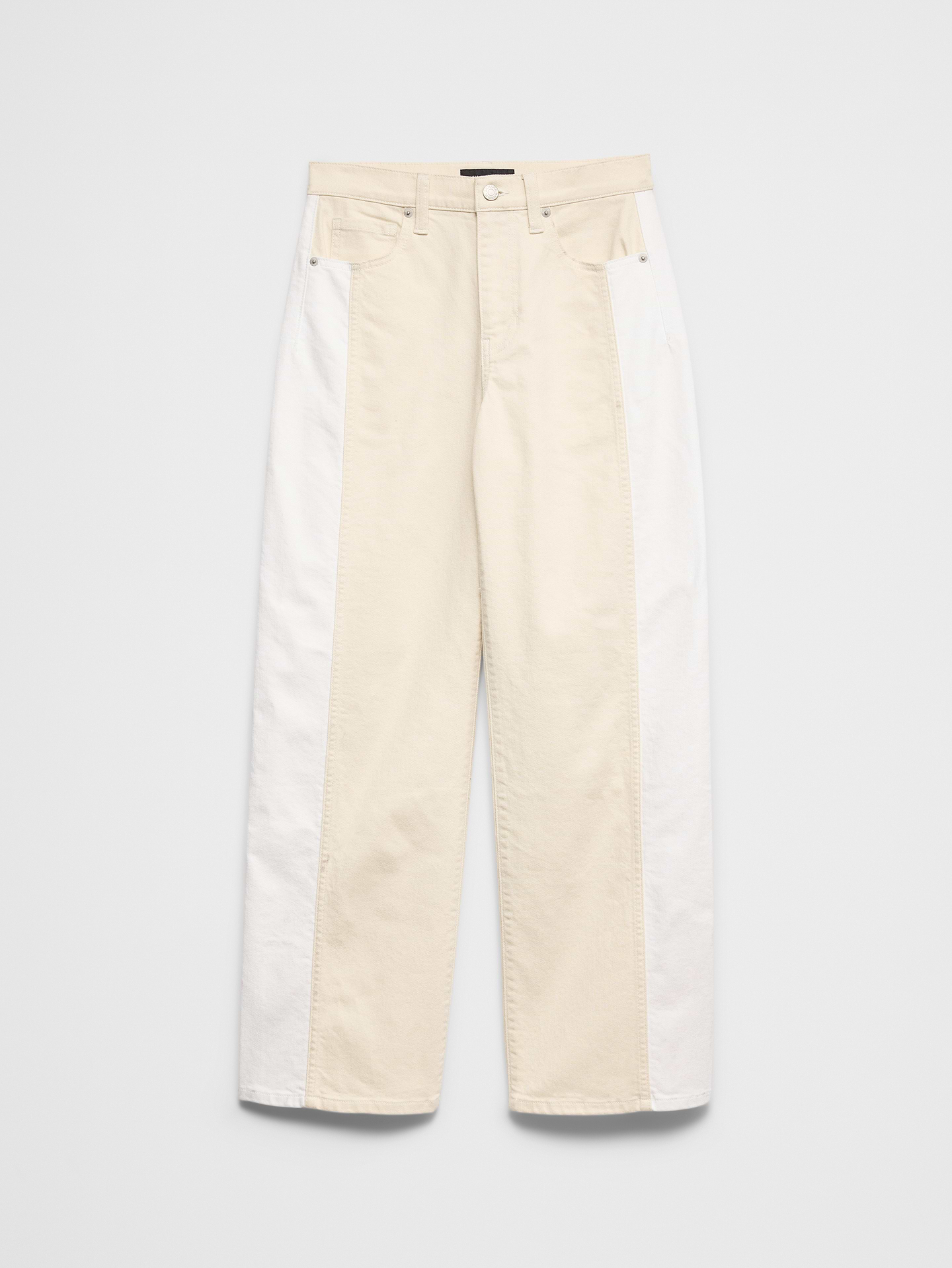 Image number 2 showing, Straight High-Rise Contrast Pieced Jean