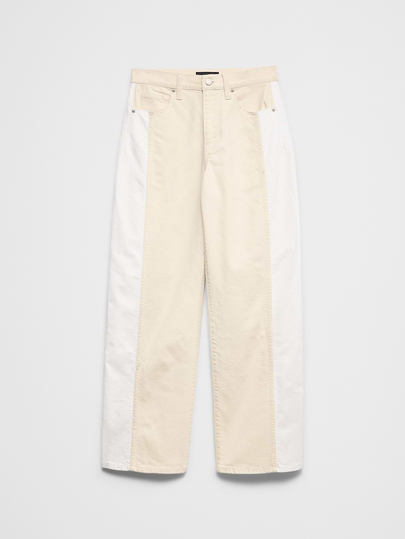 Straight High-Rise Contrast Pieced Jean
