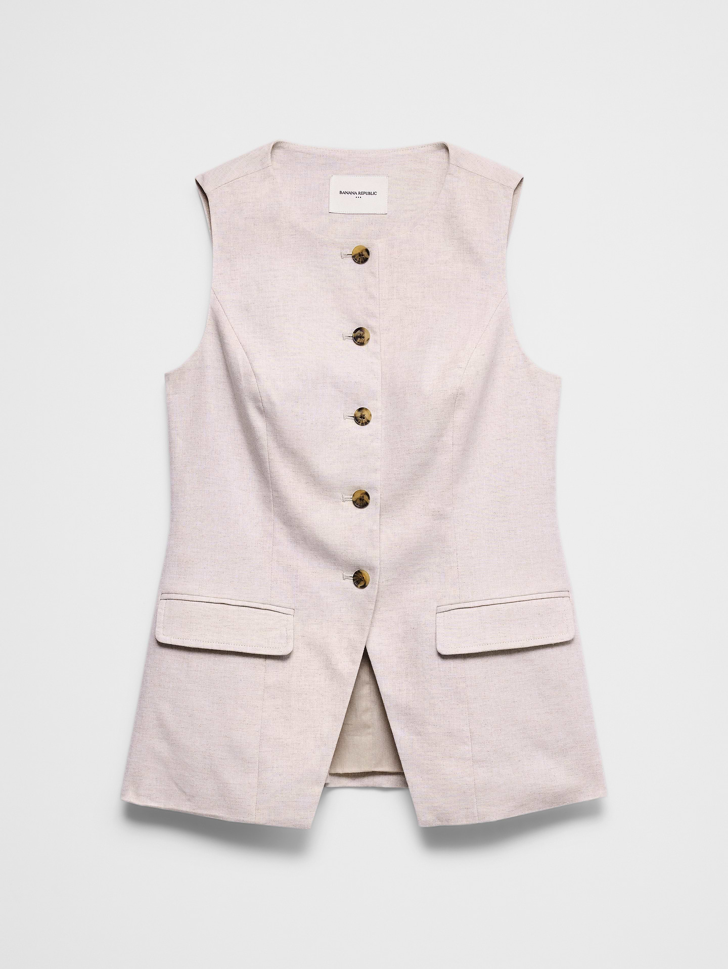 Image number 4 showing, Linen-Blend Long Cutaway Vest