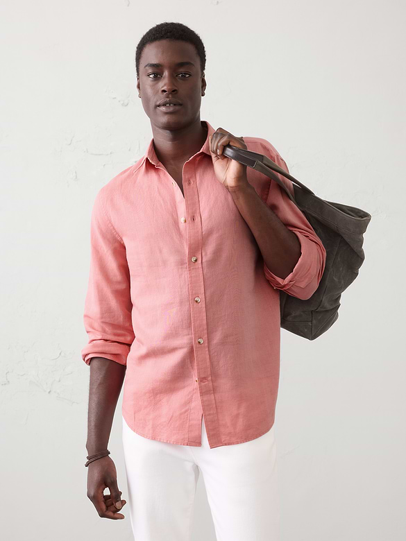 Slim-Fit Linen-Blend Shirt