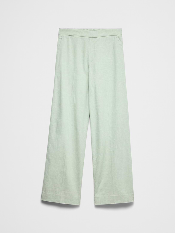 Wide-Leg High-Rise Linen-Blend Pant
