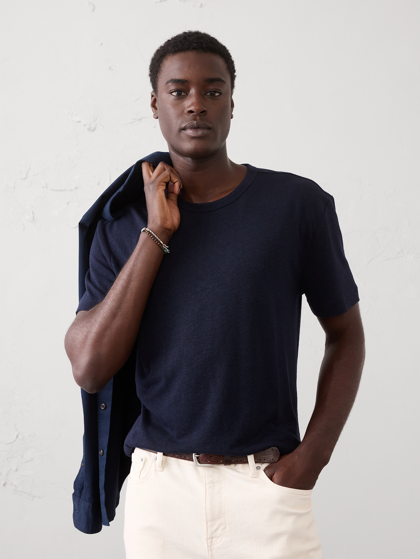 Image number 1 showing, Standard-Fit Linen-Blend T-Shirt
