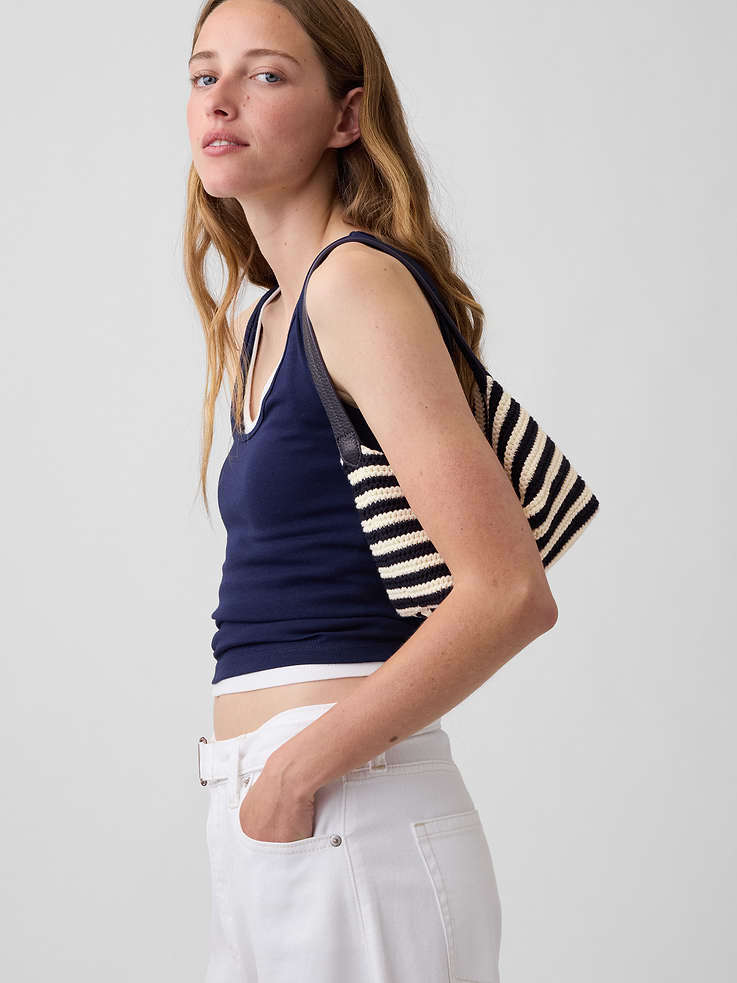 Image number 2 showing, Crochet Stripe Mini Bag