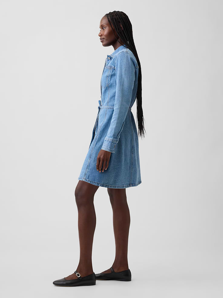Image number 3 showing, Denim Button-Front Mini Dress