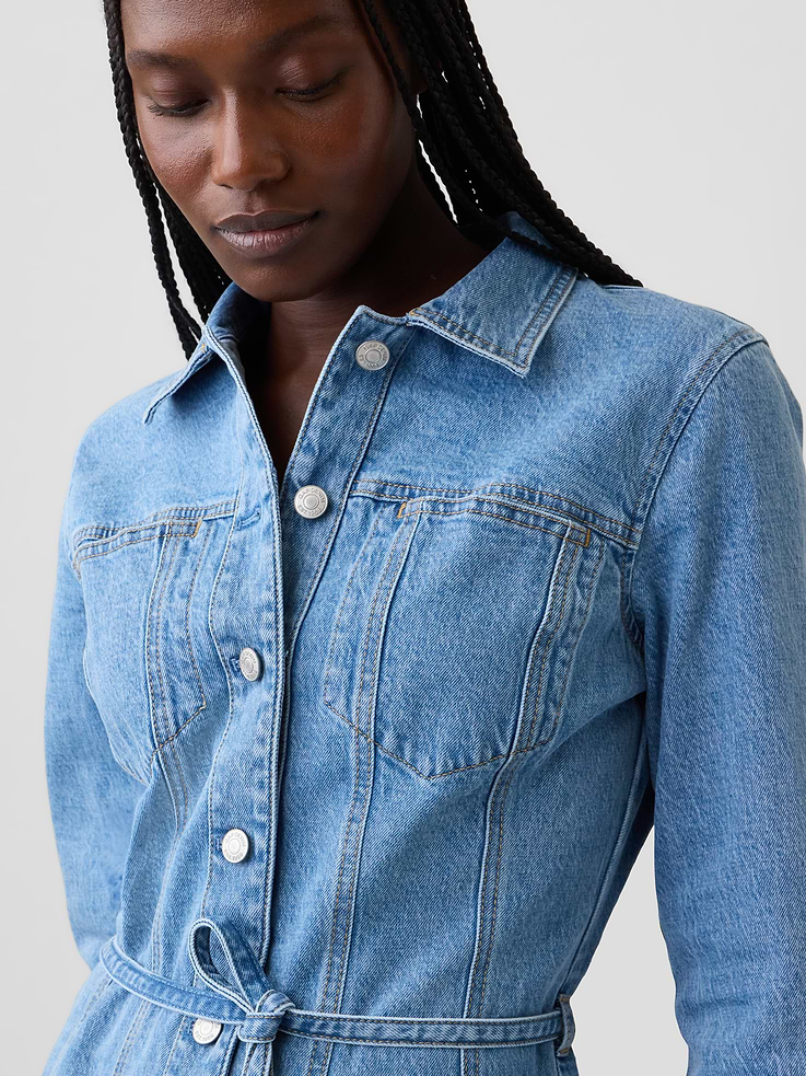 Image number 4 showing, Denim Button-Front Mini Dress