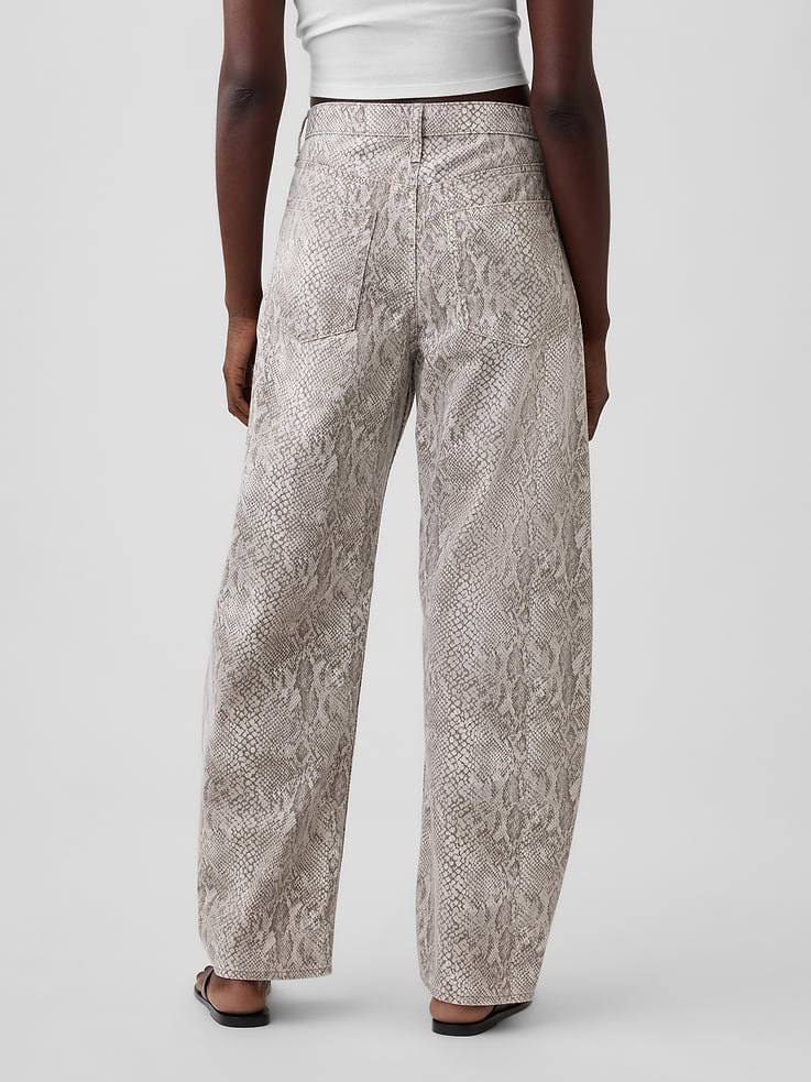Image number 4 showing, High Rise Snake Print Barrel Jeans
