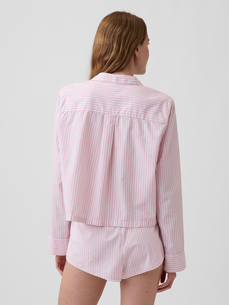 Image number 3 showing, Poplin Oversized Crop PJ Shirt