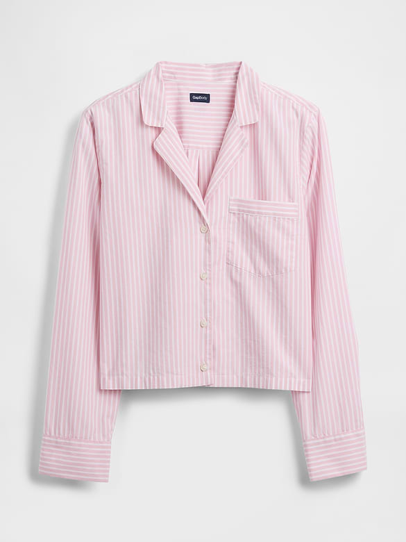 Poplin Oversized Crop PJ Shirt