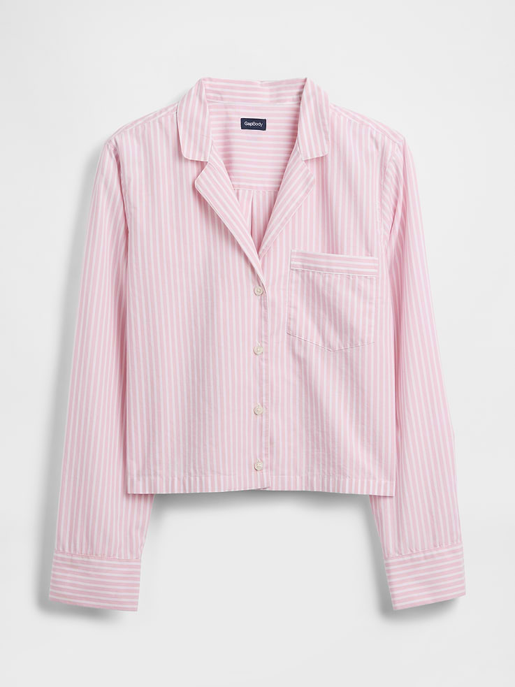Image number 5 showing, Poplin Oversized Crop PJ Shirt
