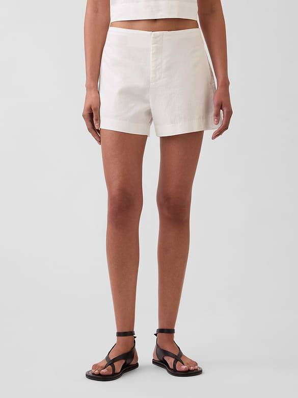 4" Mid Rise Linen-Blend Shorts