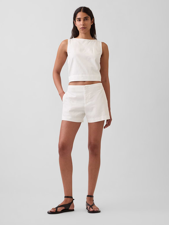 4" Mid Rise Linen-Blend Shorts