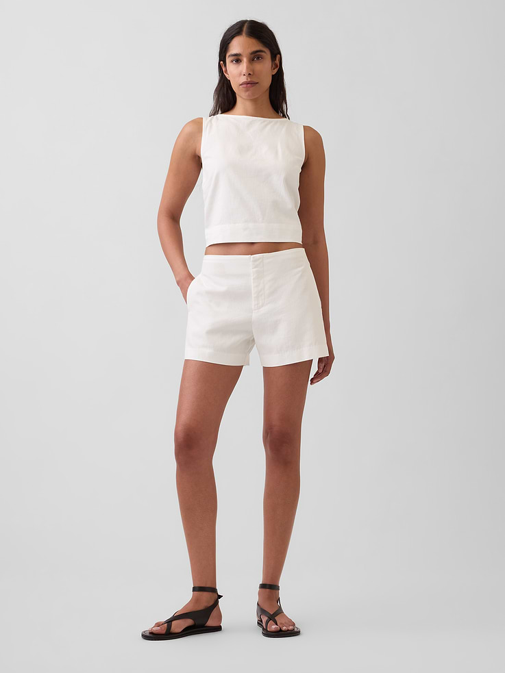 Image number 1 showing, 4" Mid Rise Linen-Blend Shorts