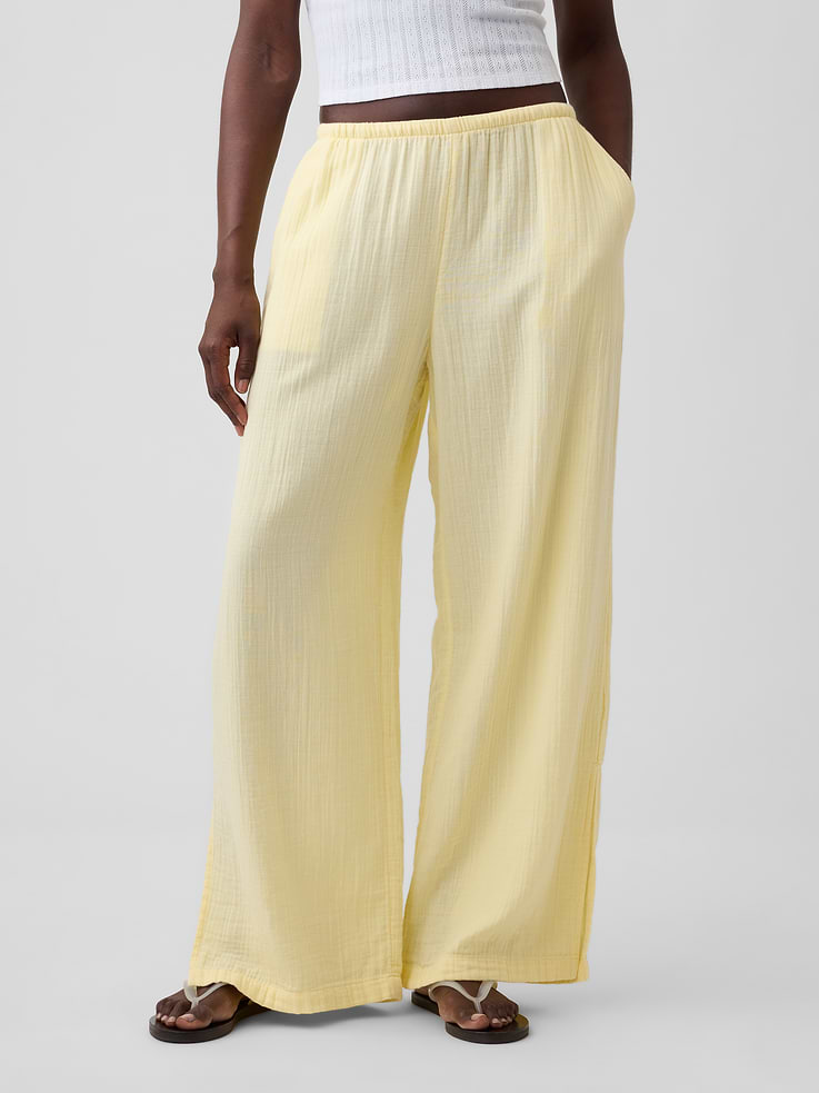Image number 2 showing, Cotton Gauze Easy Split-Hem Pants