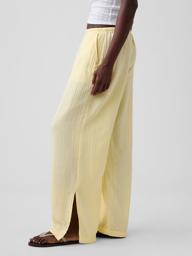 Image number 3 showing, Cotton Gauze Easy Split-Hem Pants