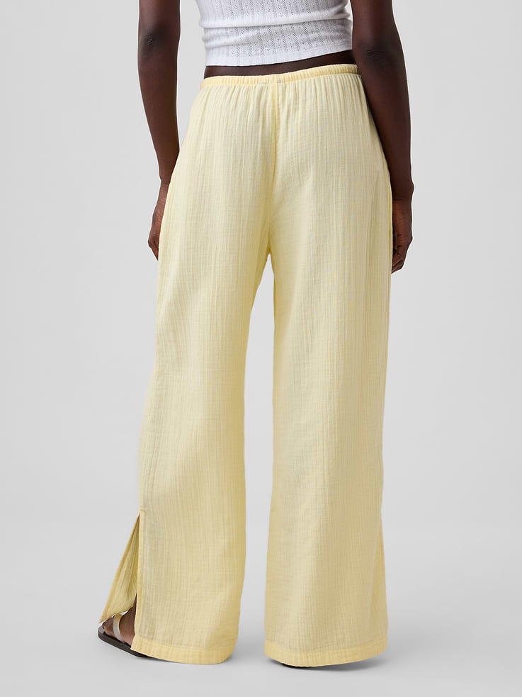Image number 4 showing, Cotton Gauze Easy Split-Hem Pants