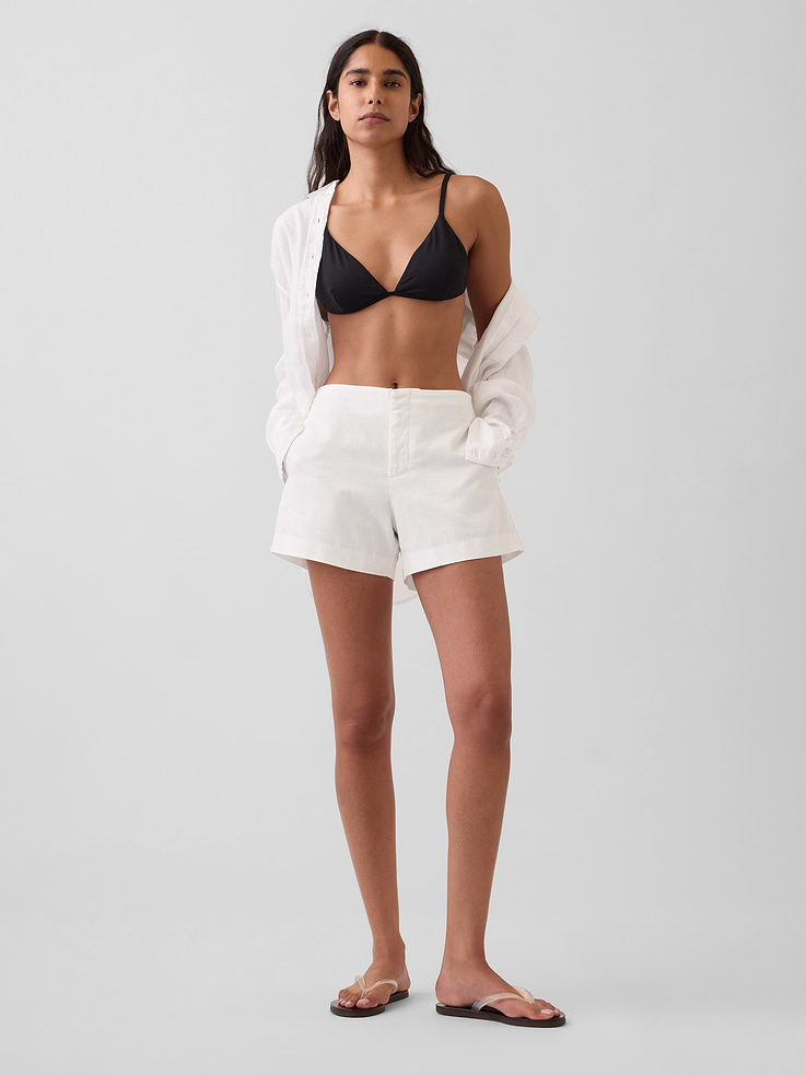 Image number 6 showing, 4" Mid Rise Linen-Blend Shorts