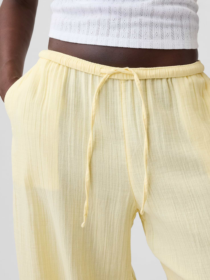 Image number 7 showing, Cotton Gauze Easy Split-Hem Pants