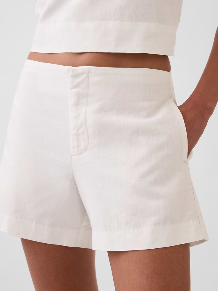 Image number 7 showing, 4" Mid Rise Linen-Blend Shorts