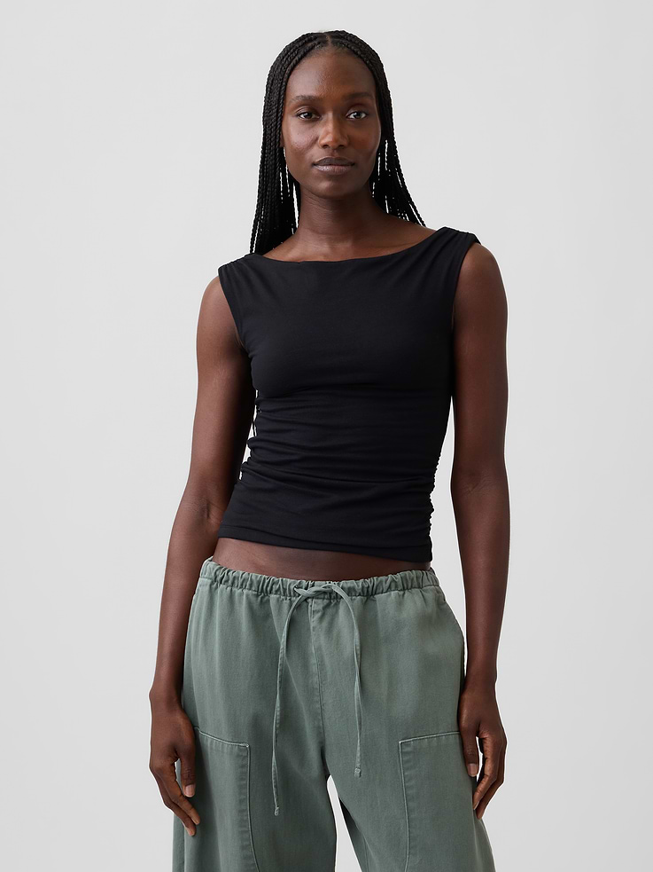 Image number 1 showing, CloseKnit Jersey Ruched Crop Top