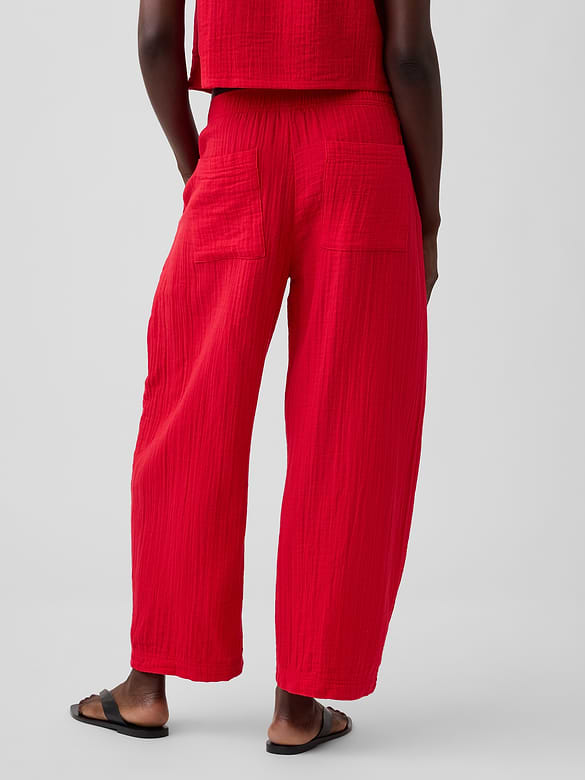 Cotton Gauze Easy Barrel Pants