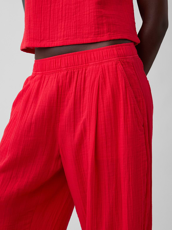 Cotton Gauze Easy Barrel Pants