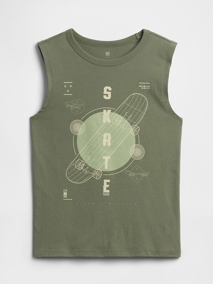 Image 1 of 3, Soft jersey knit., Sleeveless., Crewneck., Select styles have graphic at front and/or back., This product was made in a factory that invests in gender equity and women’s empowerment through RISE. Learn more at, Product #1175092