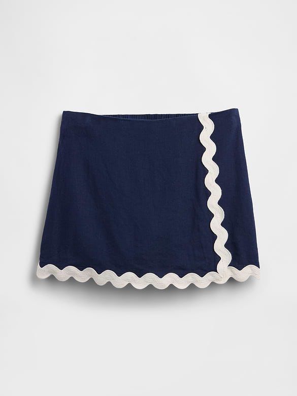 Kids Pull-On Linen-Blend Skort