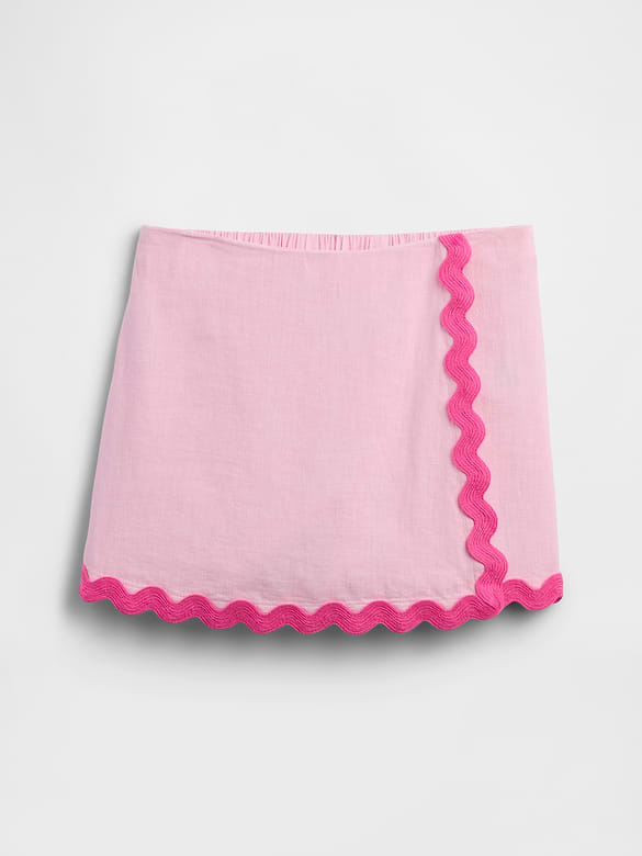 Kids Pull-On Linen-Blend Skort