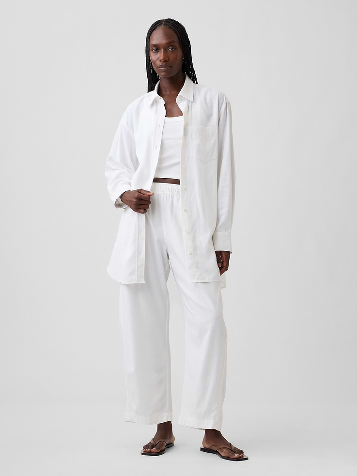 Image number 2 showing, Linen-Blend Oversized Tunic Shirt