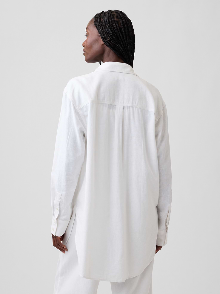 Image number 3 showing, Linen-Blend Oversized Tunic Shirt
