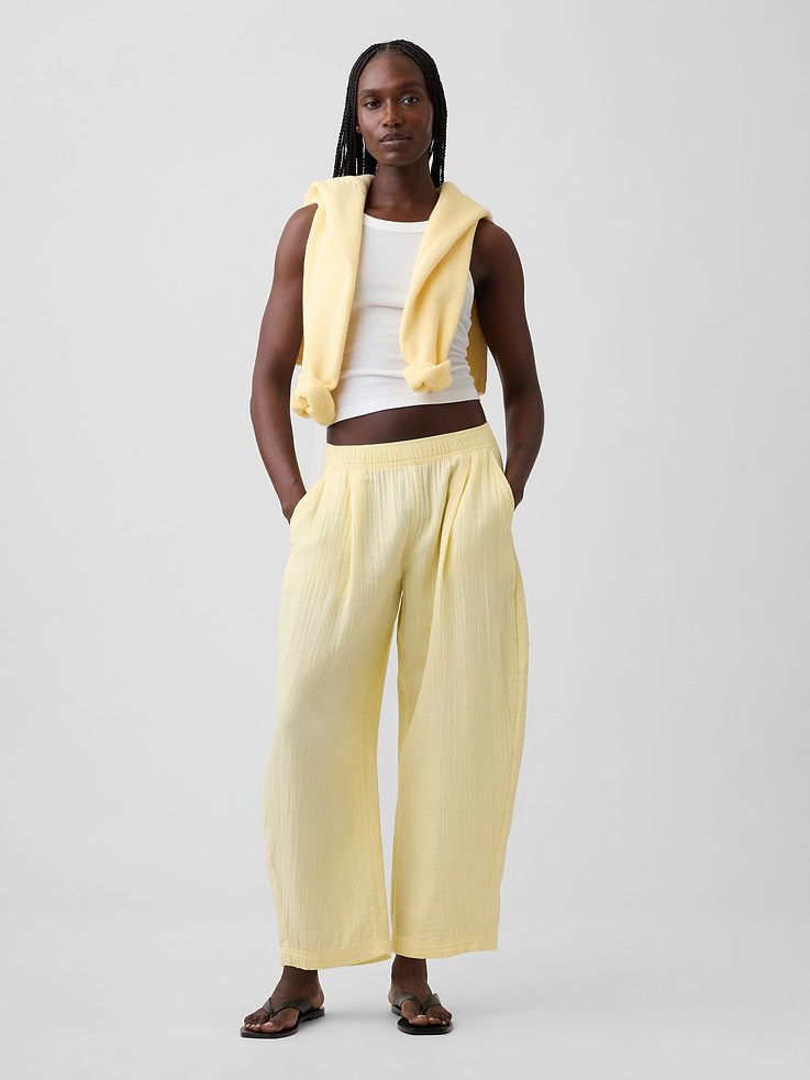 Image number 1 showing, Cotton Gauze Easy Barrel Pants