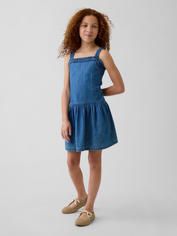 Kids Denim Drop-Waist Dress