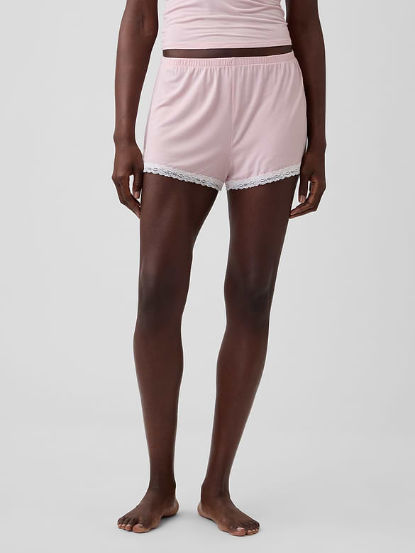 SoftMade Modal Lace-Trim PJ Shorts