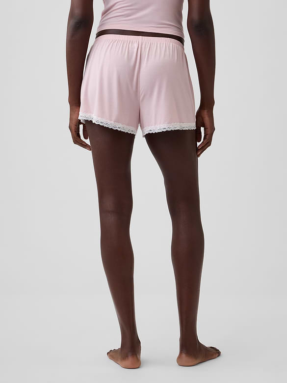 SoftMade Modal Lace-Trim PJ Shorts