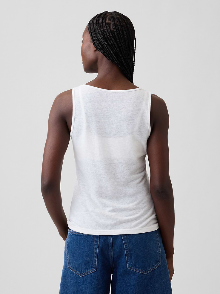 Image 3 of 5, Linen-Blend Tank Top