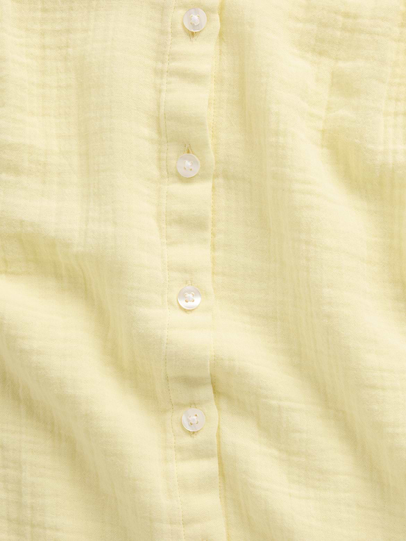 Cotton Gauze Oversized Collarless Shirt