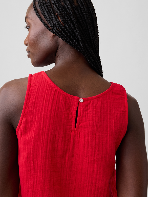 Cotton Gauze Racer Shell Tank Top