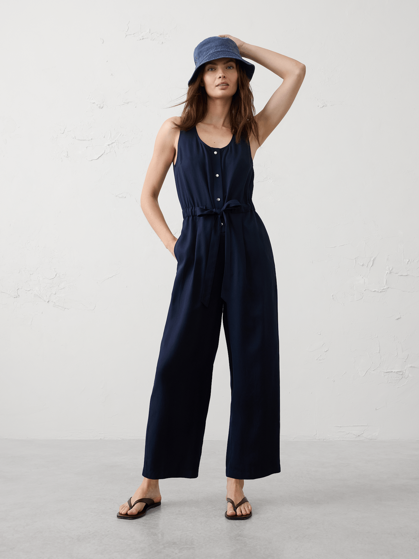 Image number 1 showing, Tencel Cinch-Waist Jumpsuit
