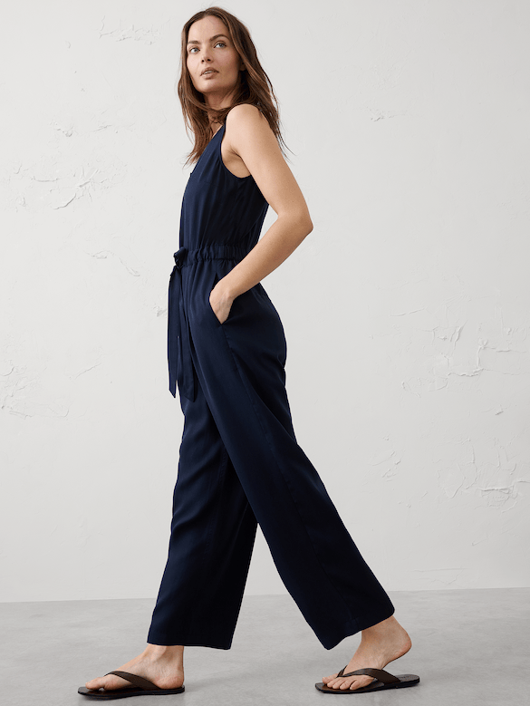 Tencel Cinch-Waist Jumpsuit